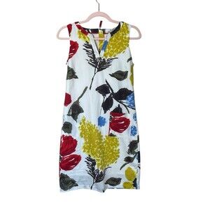Boden Womens 4R Dress Mini Sleeveless Floral Sheath‎ Dress Watercolor Cotton